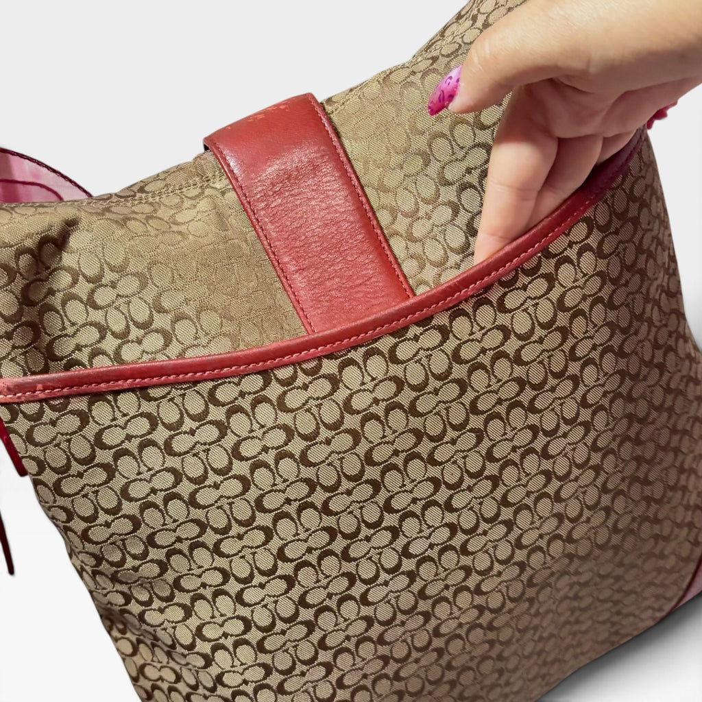 Y2K-era signature soho leather shoulder tote bag