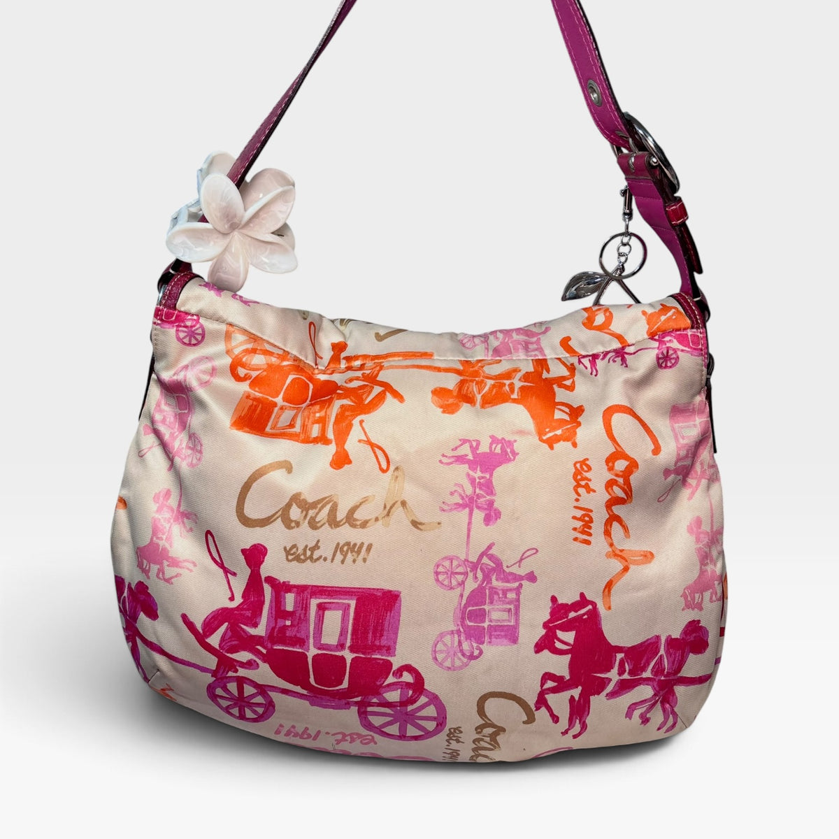 Y2K-era large cinderella horse & carriage shoulder bag