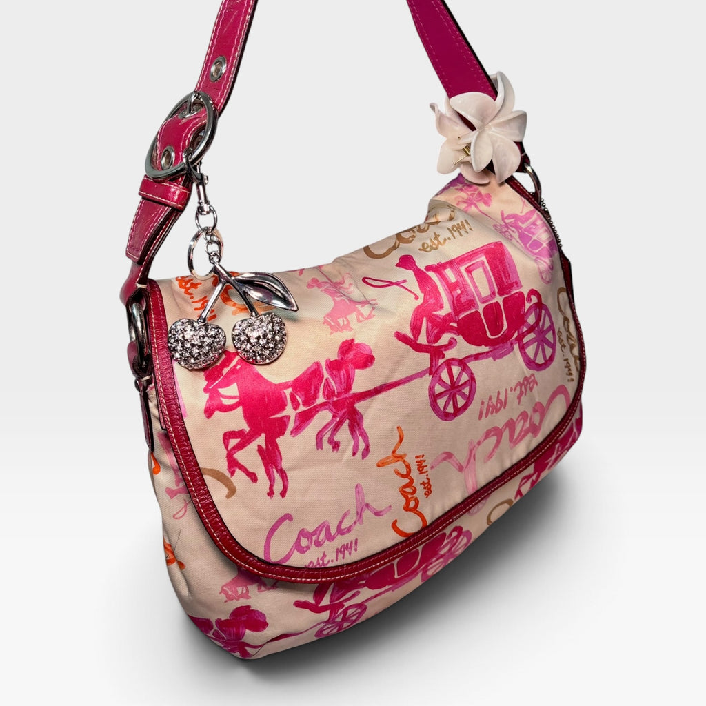 Y2K-era large cinderella horse & carriage shoulder bag