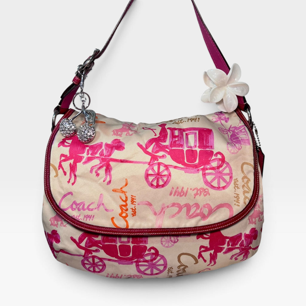Y2K-era large cinderella horse & carriage shoulder bag