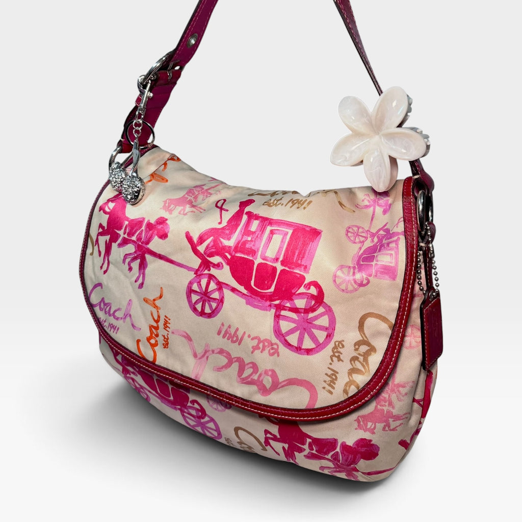 Y2K-era large cinderella horse & carriage shoulder bag